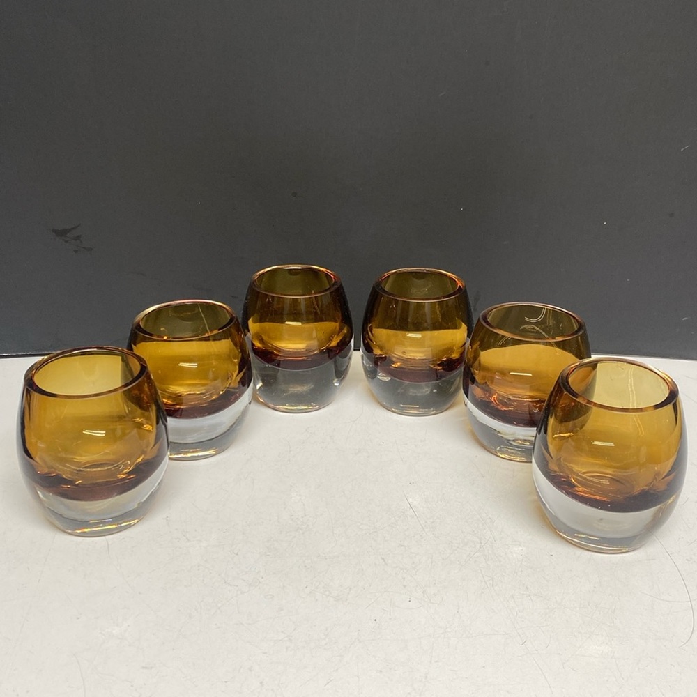 Mikasa Home Accents Solaris Heavy Brown Glass Votive Candle Holders Set of 6